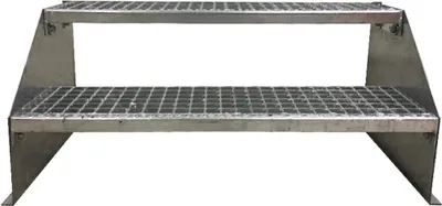 Produktbild von 2 Stufen Standtreppe Modell 1 Treppe Stahltreppe freistehend Breite 90 cm Höhe 42 cm verzinkt ohne Geländer