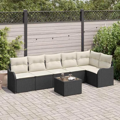 Image de Maison Exclusive - Ensemble de canapé de jardin Noir polyrotin