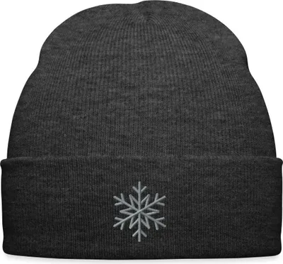 Produktbild von Spreadshirt Schneeflocke Gestickt Bestickte Wintermütze, One size, Asphalt