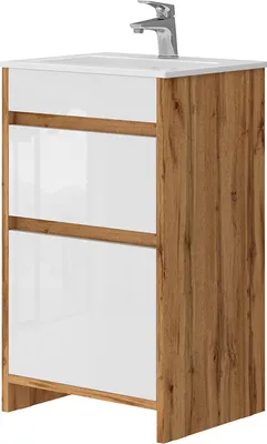 Obrázek produktu pro Sada nábytku do koupelny Vicco Detmold Zlatý mocný dub 2 části, s umyvadlem a 2 zásuvkami, Model 43366