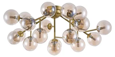 Immagine prodotto di Lampada A Soffitto Contemporanea Dallas Metallo Oro 20 Luci Diffusori Ambra