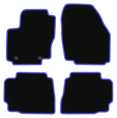 Produktbild von Velours-Fußmatten für Ford Mondeo MK4 2007-2012 (Liftback/Limousine/Kombi) – 4-tlg, Schwarz/Blau, passgenau – Wielganizator CARLUX