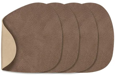 Productafbeelding van LIND DNA Onderzetters Nupo - Leer - Brown / Sand - dubbelzijdig - 13 x 11 cm - 4 Stuks