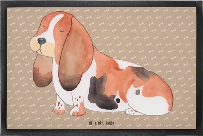 Produktbild von Mr. & Mrs. Panda Türmatte Hund Basset Hound 60 x 90 cm - Hundeglück - Geschenk, Süß, Gummimatte, fußmatte, Schmutzmatte, Sprüche, Eingangsmatte, Fussmatte, Hundeliebe