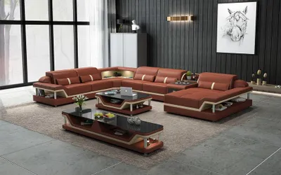 Produktbild von Designer Wohnlandschaft U-Form Couch Ecksofa Polster Garnitur Eckgarnitur Sofa