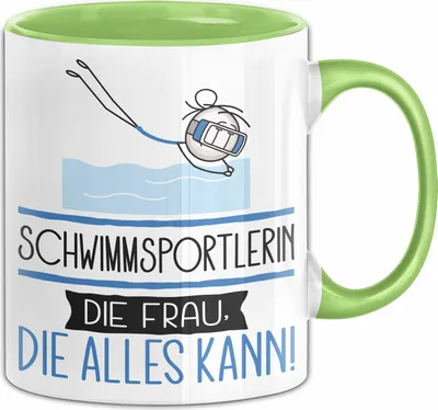 Produktbild von Schwimmsportlerin Geschenk Tasse Becher Die Frau Die Allen Kann Geschenkidee für eine Schwimmsportlerin Lustig (Grün)