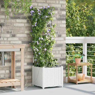 Immagine prodotto di Maison Exclusive - Vaso da giardino bianco, 40 x 40 x 142 cm, in PP
