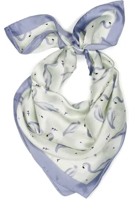 Image de styleBREAKER : Écharpe carrée en soie avec motif flamant rose et bordure de couleur contrastante. Écharpe, foulard, bandeau, pour femmes, référence 01016164