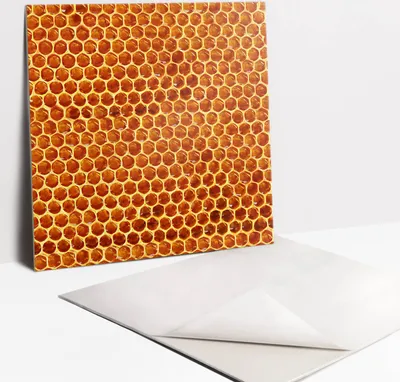 Produktbild von Fliesenaufkleber Set für Bad und Küche - 9 Fliesen Selbstklebend PVC - 30 x 30 - Bienenwabe
