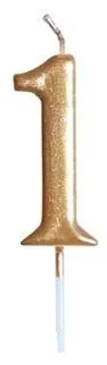 Immagine prodotto di Świeczka Urodzinowa metaliczna złota cyferka 1
