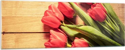 Produktbild von Bilder auf glas - Tulpen Blumenstrauß Sommer Garten - 90x30cm - Glasbilder - Wandbilder - Kunstdruck - zum Aufhängen bereit - Wanddekoration aus Glas - Glas Bilder - Wandbild auf Glas - GAB90x30-2867
