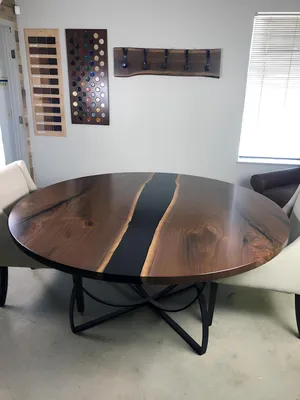 Image de table de salle à manger tables résine époxy véritable bois massif design meubles 150x150
