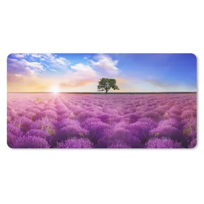 Produktbild von MuchoWow® Mauspad Mousepad Lavendel - Baum - Sonnenuntergang - Lila 60x30 cm - Mousepads - Maus Mat - Pad - Mausunterlage - Nachhaltig