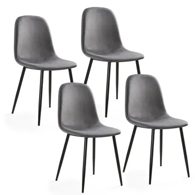 Esszimmerstühle Set 4, Samt, Metallbeine, grau