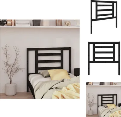 Produktbild von vidaXL Kopfteil Schwarz 96x4x100 cm Massivholz Kiefer -  Kopf- & Fußenden