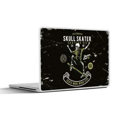 Produktbild von MuchoWow® Laptop Aufkleber Sticker Cover Skelett - Skateboard - Retro 36.5x27.5 cm - Laptop-Sticker