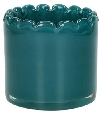 Productafbeelding van Pomax windlicht van glas, turkoois, diameter 10 cm, hoogte 9,5 cm