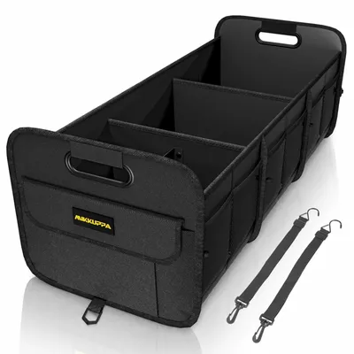 Image de Organisateur de coffre de voiture - 105L, pliable, grand coffre de rangement pour courses, organisateur de coffre pour SUV, voiture, camionnette, avec base antidérapante