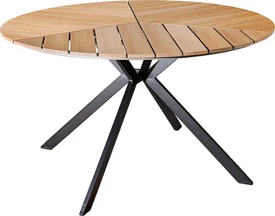 Produktbild von riess-ambiente Runder Outdoor Gartentisch DESIGNO 120cm natur Holz-Design anthrazit Metall Balkontisch Holztisch Terrassentisch Tisch