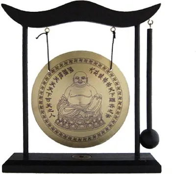 Produktbild von Tisch-Gong Holzständer Fengshui Tischgong inkl.Schlegel mit Buddha Motive