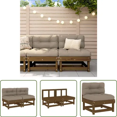 Produktbild von The Living Store Mittelsofas mit Kissen 2 Stk. Honigbraun Massivholz Kiefer
