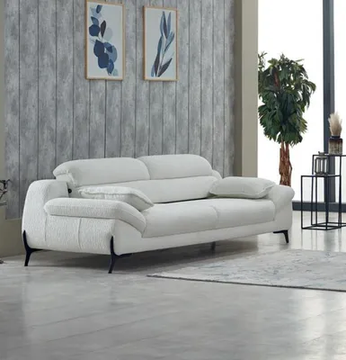 Produktbild von Couch Dreisitzer Sofa 3 Sitzer Stoffsofa Polstersofa Weiß Moderne