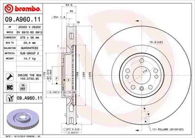 Immagine prodotto di 2x Disco freno BREMBO 09.A960.11