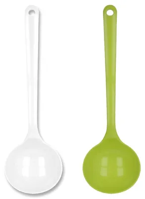 Produktbild von Schöpfkelle weiß/apfelgrün 30 cm EUROHOME® – aus Kunststoff, 6,5x9,5x30cm – unverzichtbares Utensil für jede Küche