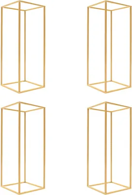 Produktbild von 4 Stück Hochzeit Blumenständer Set Metall 60x24x24cm Eisen Blumenhocker Modern Blumensäule Bodenständer Pflanzenständer Pflanzenhocker für Party Hintergrund Dekoration (gold)
