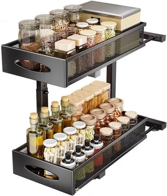 Produktbild von Famanu Küchenregal 2-lagig ausziehbar - Schwarz