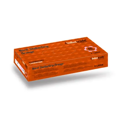 Produktbild von Meditrade - Einmalhandschuhe - Nitril StellarGrip orange - 50 Stk. - XL