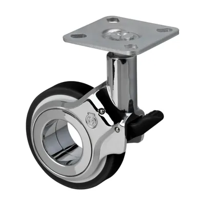 Obrázek produktu pro Walteco Designové nábytkové kolečko, průměr 60mm, otočné s destičkou, brzda, nosnost 60 kg