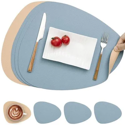 Produktbild von Famanu Tischsets und Untersetzer - Wasserdicht und Rutschfest - Set von 4 - Gelb/Blau