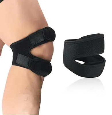 Produktbild von Kniebandage – Kniestütze – Sportbandage – Schmerzlinderung – Doppelte Patellacomprimierung – 41 x 16 cm – Schwarz
