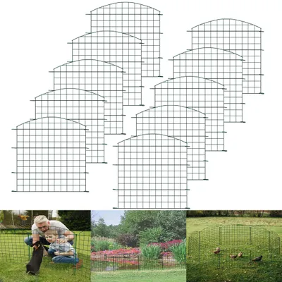 Produktbild von LARS360 Teichzaun Steckzaun Oberbogen für hunde Gartenzaun 10 Zaunelemente & 12 Befestigungsstäben Zaun für hunde Gitterzaun Zaun zum stecken