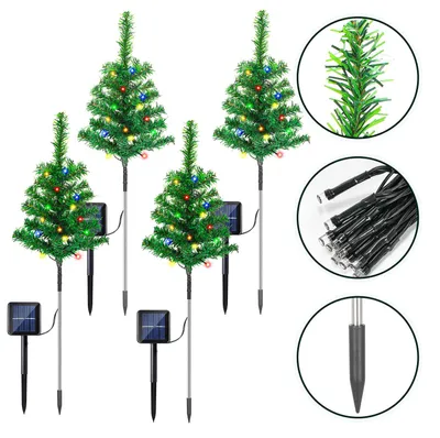Produktbild von Peviasot Solar Weihnachtsbeleuchtung 4 Weihnachtsbäume 50 cm mit 80 LEDs, 8 Lichtmodi, Solar für Garten, Weg und Terrasse
