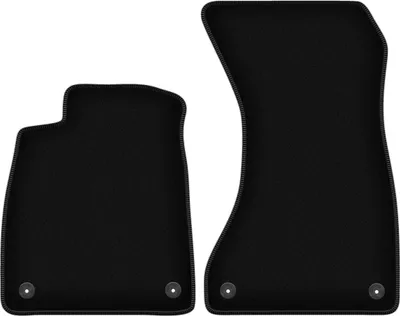 Produktbild von Wielganizator Velours-Autoteppiche vorne – passend für Audi A5 F53 (Coupe, Bj. 2016-) –  schwarz, passgenau, mit Befestigungen set 2 Stk.
