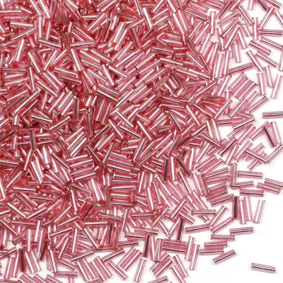Imagen del producto de Juego de cuentas de vidrio, 3300 unidades, 6x2 mm, color rosa con lámina de plata, para la fabricación de joyería