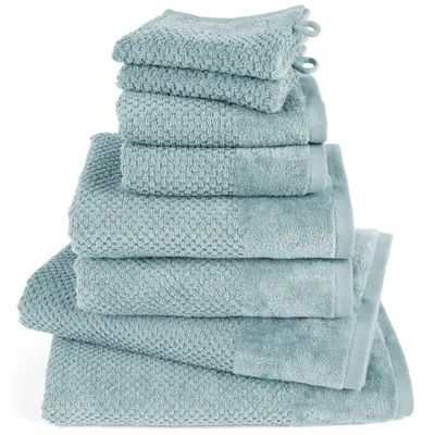Produktbild von Pure Label 8-TLG Handtücher Set aus Baumwolle - 2x Badetuch 70x140 cm 2x Handtuch 50x100 cm 2x Gästetuch 30x50 cm 2x Waschlappen 16x21 cm, Türkis