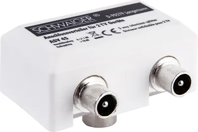 Obrázok produktu pre Schwaiger ASV45 532, Rozbočovač, 5 - 2150 MHz, Biela, Kov, Plast, Samec/samec, IEC