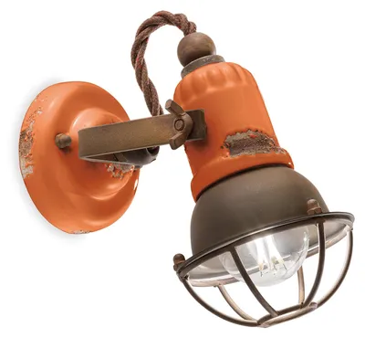 Image de Applique Vintage Loft en Fer et Céramique Orange 1 Lumière E14
