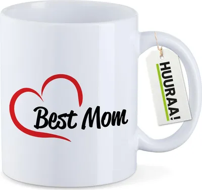 Produktbild von Huuraa Kaffeetasse Best Mom Heart 330ml Weiß Keramik Kaffeebecher Geschenkidee