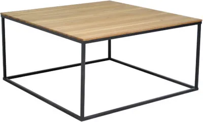 Obrázek produktu pro Konferenční stolek CasaDolce KIRTONA, hnědá a černá, 75x75x40 cm, dubový masiv, kovové nohy