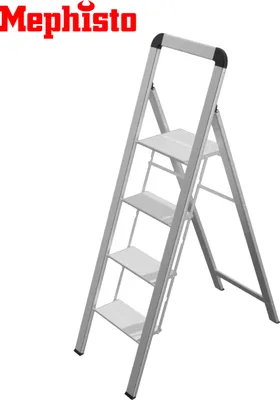 Produktbild von Mephisto Aluminium Leiter mit 4 Stufen und Griff bis 150 kg Tragkraft