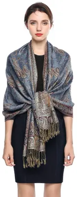 Productafbeelding van Solidchoice - Luxe Reversible Pashmina Sjaal voor Vrouwen 78.5" x 27.5"