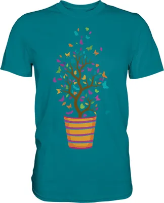 Produktbild von Blumentopf Bunte Schmetterlinge T-Shirt – Diva Blue / XL