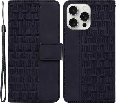 Produktbild von iPhone 16 Pro Max Hülle - Coverup Geometric Klapphülle - Schwarz