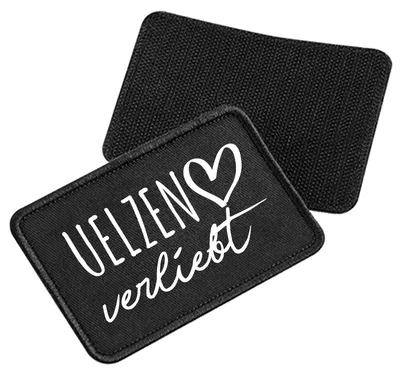 Produktbild von Huuraa Patch Uelzen verliebt Black 10 x 6,5cm Baumwolle Klettpatch für Mütze Geschenkidee