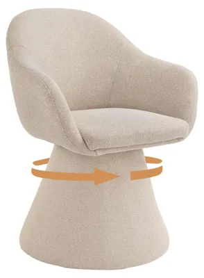 Drehstuhl mit Armlehnen, 360° drehbar, Stoff, Beige, 1 Stück