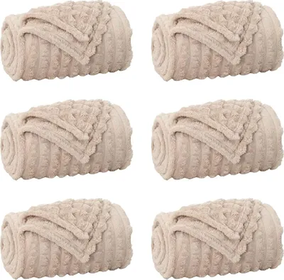 Image de vidaXL - Plaids décoratifs, 6 pièces, beige, 200 x 150 cm, 4,5 kg, en polaire